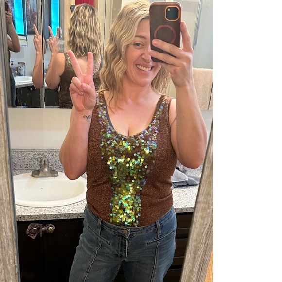 vintage Y2K necessary objects, sequin sparkly tank - Picture 6 of 6